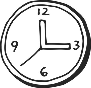 Clock face doodle. Time black line icon