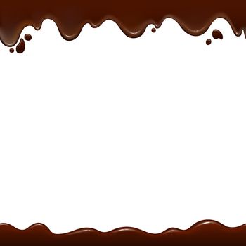 Melted chocolate horizontal borders. Sweet dripping frame