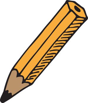 Pencil doodle icon. Yellow drawing tool symbol