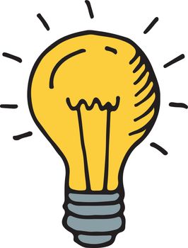 Yellow lightbulb icon. Idea doodle. Innovation symbol