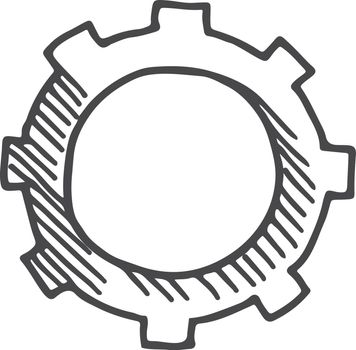 Cogwheel doodle. Hand drawn gear. Settings icon