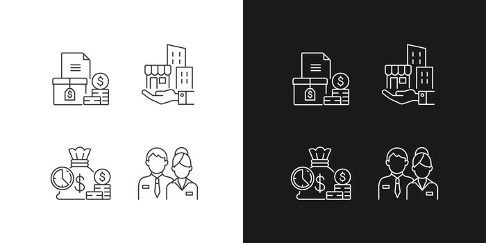 Building ownership linear icons set for dark and light mode