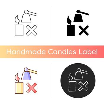 Extinguishing flickering candle manual label icon