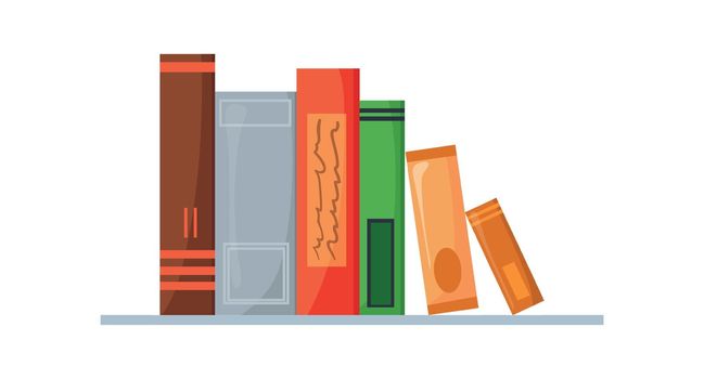 Pile textbooks on shelf. Cartoon books for bookcase or bookshop illustration vector