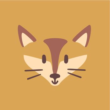 Little fox face. Funny cartoon zoo, vector illustration