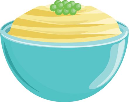 Mashed potatoes. Bowl mash vegetable dish, boiled potato, vegan dishes, cooked products, set vector illustration