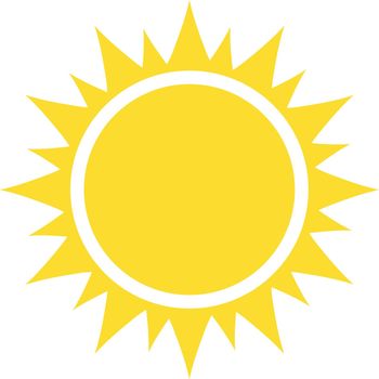 Scorching sun. Summer simple ray outline illustration image