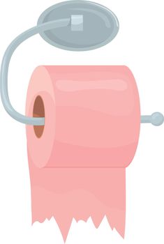 Hanging toilet paper. Soft tissue roll on holder