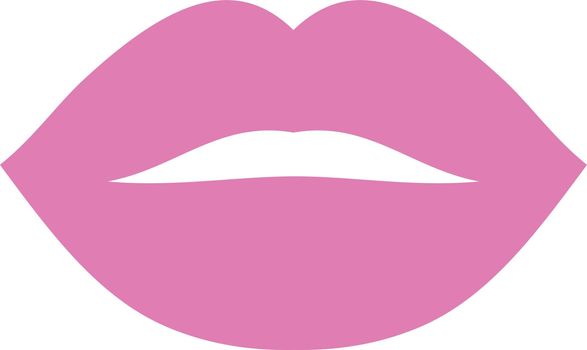 Pink lips icon. Woman lipstick symbol. Kiss mark