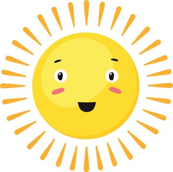 Pop eyed Sun. Sunshine cute summer logo, vector design