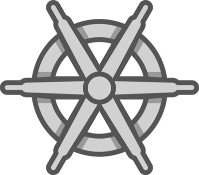 Boat wheel icon. Round ship controlling device