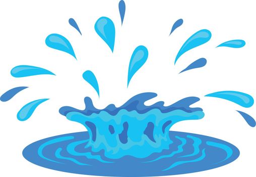 Water splash with ripple effect. Cartoon blue droplets