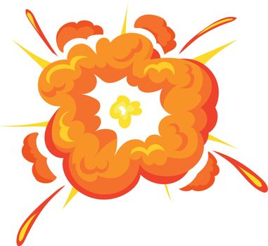 Cartoon explosion effect. Colorful comic fire blast