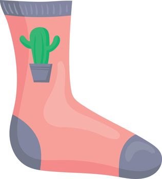 Cute warm sock with funny picture. Cartoon icon