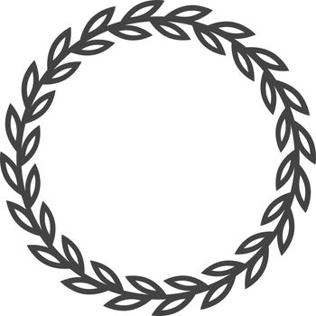 Olive wreath. Simple circle scroll victory leaves certificate frame