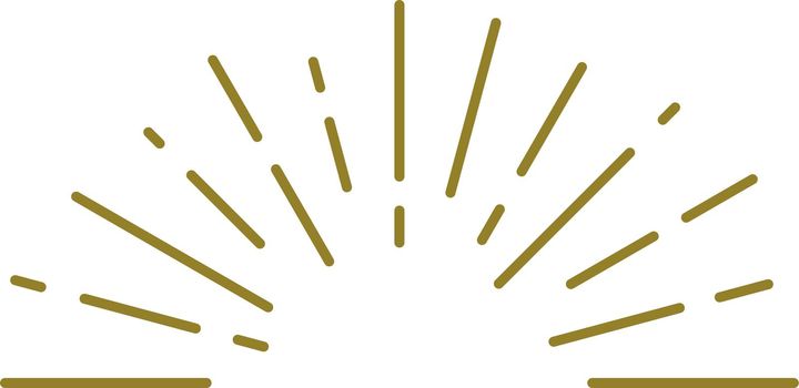 Golden light rays. Half circle logo. Sunburst in vintage style