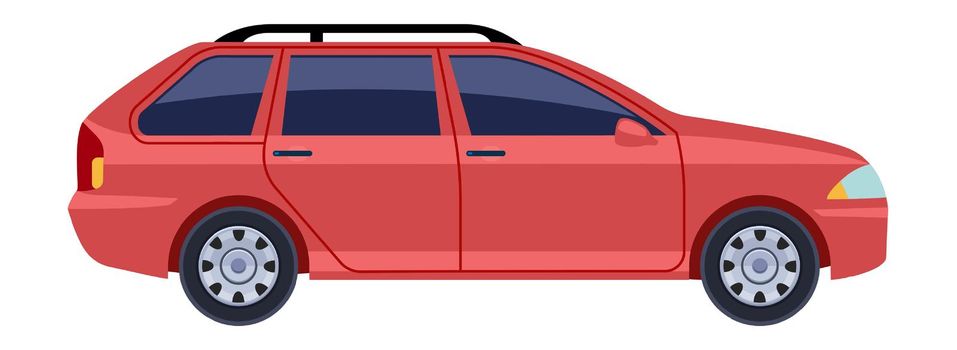 Red hatchback. Side view city car icon