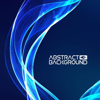 Tech futuristic 3d blue wave. Abstract blue light effect background. Modern tech music design.
