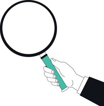 Hand with magnifying looking glass. Search concept