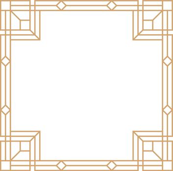 Golden squared pattern frame. Art deco vintage label