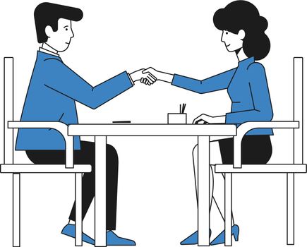 Man and woman shaking hands. Business partnership. Agreement concept