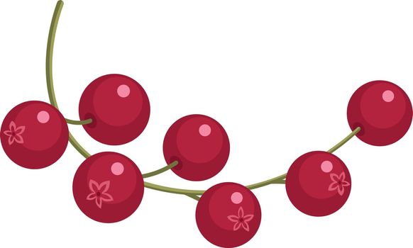 Red berries. Cartoon currant branch. Juicy garden plant