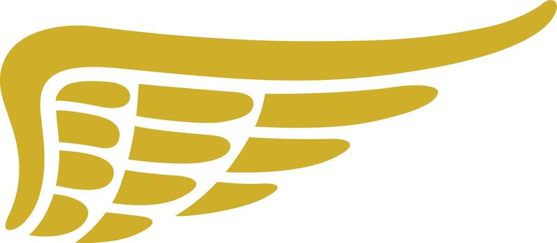 Dove wing icon. Golden bird symbol. Vintage logo