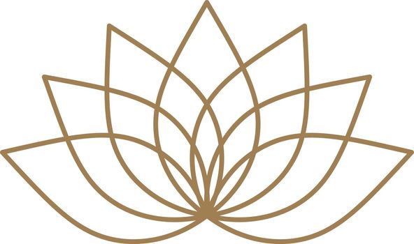 Lotus icon. Golden line vintage flower logo
