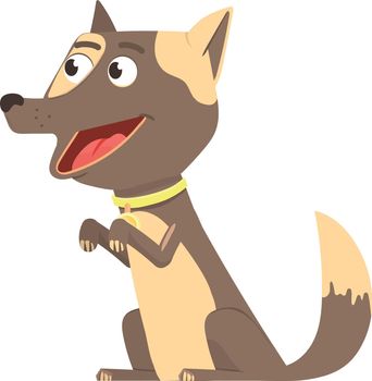 Sitting dog. Adorable funny puppy in cartoon style