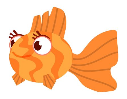 Goldfish. Aquarium pet. Cute golden fish in cartoon style