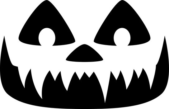 Halloween pumpkin face. Spooky sharp teeth. Scary symbol