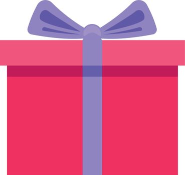 Red present with purple bow. Gift box icon