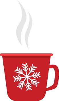 Hot coffee cup. Red mug with smoking tea