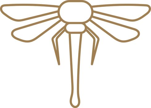 Dragonfly icon. Golden linear logo. Flight symbol