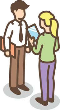 Colleagues talking. Office collaboration isometric character icon
