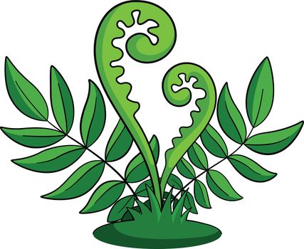 Fern icon. Prehistoric plant in cartoon style
