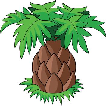 Cartoon palm. Short bottle shaped tree. Tropical plant