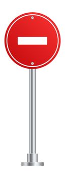 No entry road sign. Red circle with white rectangle