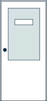 Door line icon. Office entry with blank sign
