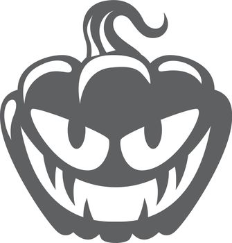 Autumn holiday icon. Scary face pumpkin black silhouette