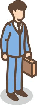 Businessman isometric icon. Man in suit with briefcase standing