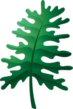 Green fern branch icon. Decorative floral element