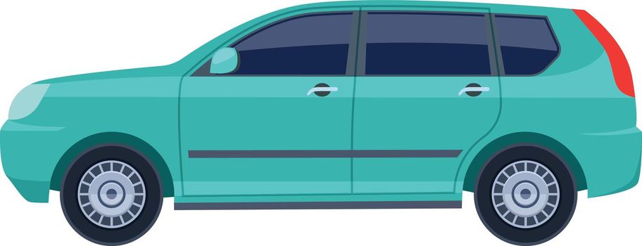 Green crossover car. Suv auto side view