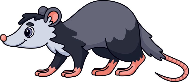 Cute grey rat. Funny mouse in cartoon style