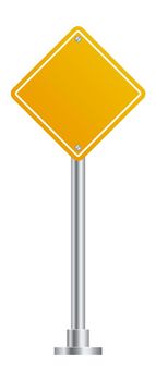 Yellow rhombus road sign. Blank traffic street board