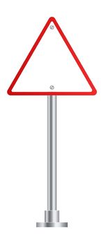 Triangular road sign. Blank red triangle warning symbol