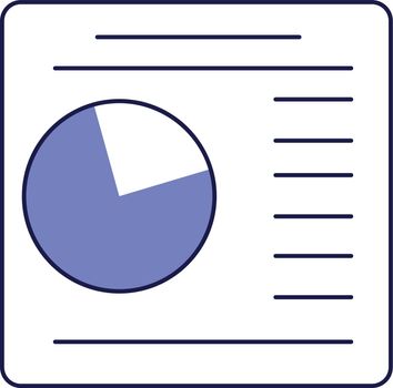 Text frame with pie chart. Data statictics icon