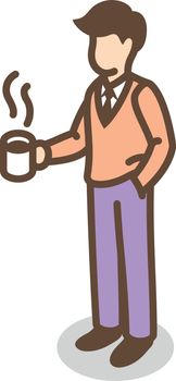 Man holding hot cup. Coffee break icon