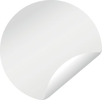 Round label with peel mockup. Blank white promo sticker