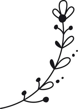 Branch doodle. Floral motif element in hand drawn style